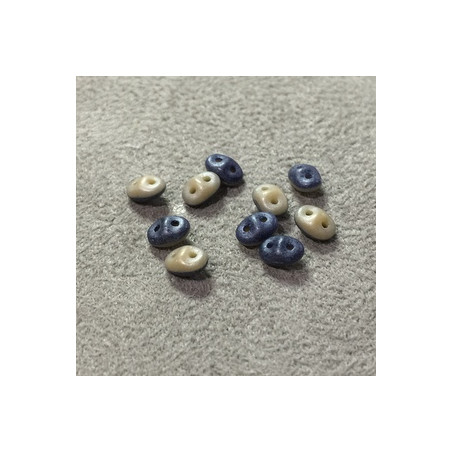 SuperDuo Duet® 2,5X5mm Navy Ivory Mat Luster (x10gr)