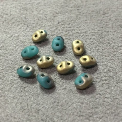 SuperDuo Duet® 2,5X5mm Turquoise Green Fool'S Gold (x10gr)