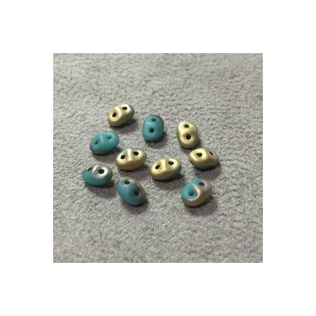 SuperDuo Duet® 2,5X5mm Turquoise Green Fool'S Gold (x10gr)