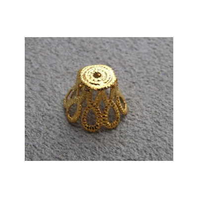 Coupelle dorée filigrée chapeau 10mm(x1) Coupelle dorée filigrée chapeau 10mm(x1)