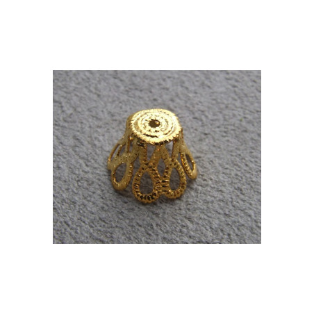 Coupelle dorée filigrée chapeau 10mm(x1)