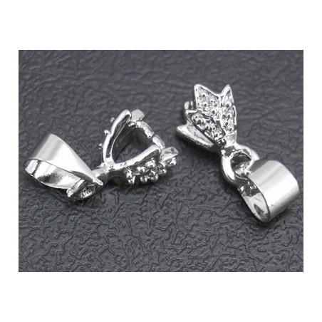 Bélière Vieil Argent Strass 14x5mm (X1) 