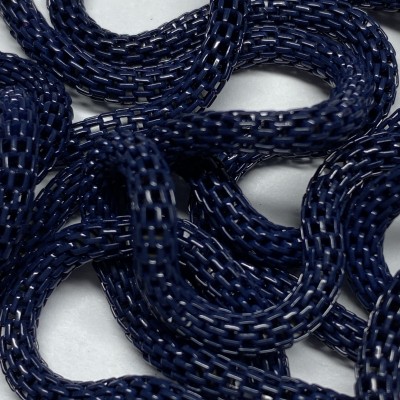 Chaine Résille Métal Bleu Marine 3mm avec fermoir (x 60cm)