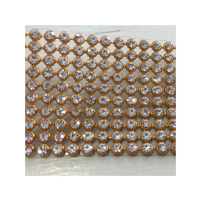 Mesh 2 rangs de 10 Cabochons 3mm Cristal Gold (X 1) 