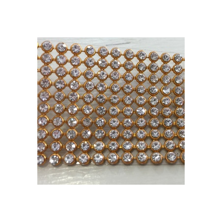 Mesh 2 rangs de 10 Cabochons 3mm Cristal Gold (X 1) 