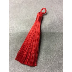 Pompon Polyester Rouge 80X10mm (X1)  
