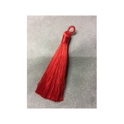 Pompon Polyester Rouge 80X10mm (X1)  