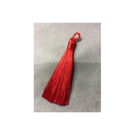 Pompon Polyester Rouge 80X10mm (X1)  