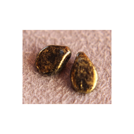 Perles en verre de Bohème "Pip" 5X7mm Jet Green Iris Gold 23980-56902  (X300 environ)