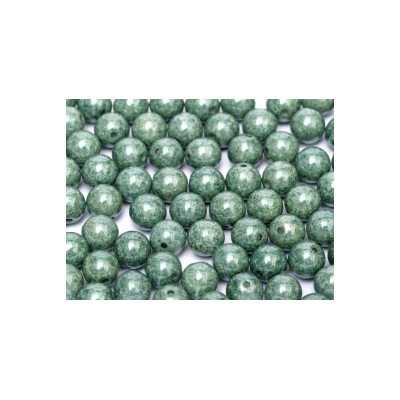 Perle en verre de Bohême 8mm Chalkwhite Teal Luster (x25) Perle en verre de Bohême 8mm Chalkwhite Teal Luster (x25)