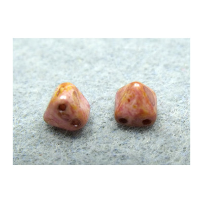 Perles Pyramides 6X6mm Alabaster Travertin Red Brown (x100)