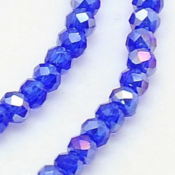 Perles Rondes Aplaties en Cristal de Chine 2.5x2mm Bleu iris (x1fil)  