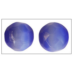 Ronde facettée ~ Oeil de chat ~ 12mm Bleu Lavande  (x1)