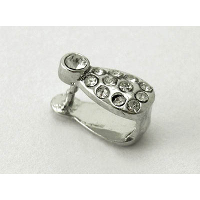 Bélière Vieil Argent Strass Coeur 11x7mm (X1) 