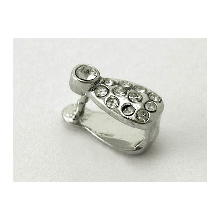 Bélière Vieil Argent Strass Coeur 11x7mm (X1) 