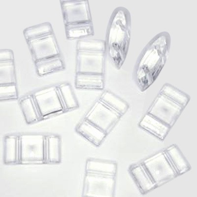 Perle Carrier synthétique plate 18x9mm - Cristal (x10)    