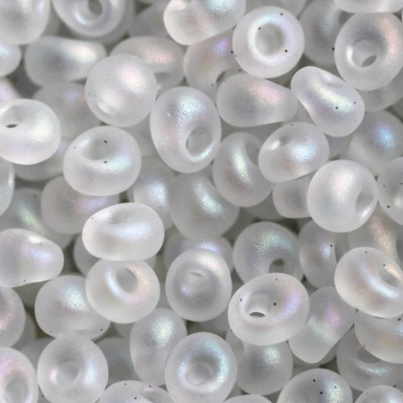 MA-0131f Gouttes Miyuki Magatamas 4mm Transparent Frost Rainbow(x 10gr) 