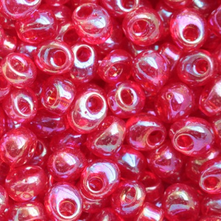 MA-0254 Gouttes Miyuki Magatamas 4mm Transparent Red Ab (x 10gr)  