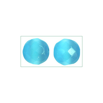 Ronde facettée ~ Oeil de chat ~ 12mm Bleu Turquoise (x1)