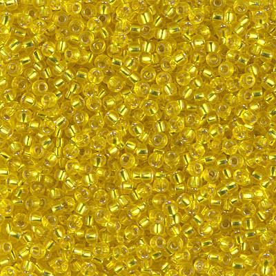 R11-0006 Rocailles 11/0  Yellow Lined Silver (x 10gr) 