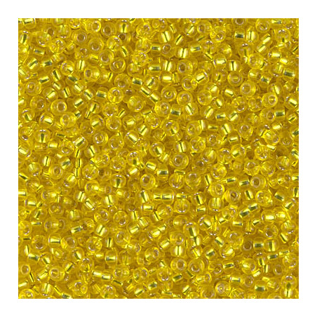 R11-0006 Rocailles 11/0  Yellow Lined Silver (x 10gr) 