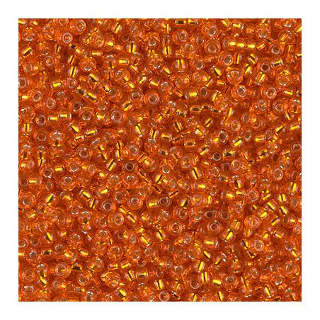 R11-0008 Rocailles 11/0  Orange Lined Silver (x 10gr) 