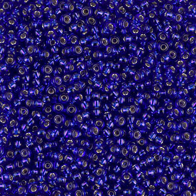 R11-0020 Rocailles 11/0 Cobalt Lined Silver (x 10gr) R11-0020 Rocailles 11/0 Cobalt Lined Silver (x 10gr)