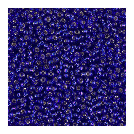 R11-0020 Rocailles 11/0 Cobalt Lined Silver (x 10gr)    