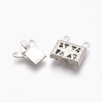 Fermoir 2 rangs Acier Inoxydable 11X10X3 mm (x1) Fermoir 2 rangs Acier Inoxydable 11X10X3 mm (x1)