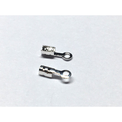 Pince cordon 2 plis métal 1mm Argenté (x2) Pince cordon 2 plis métal 1mm Argenté (x2)