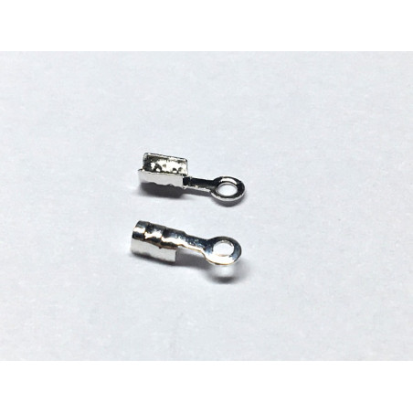Pince cordon 2 plis métal 1mm Argenté (x2)    