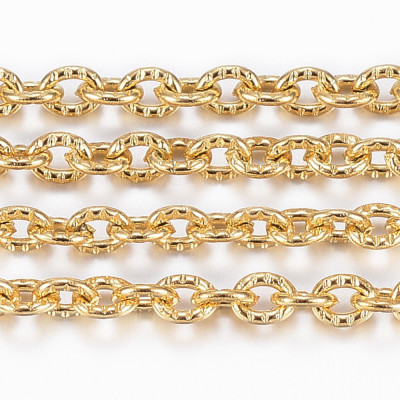 Chaine acier inoxydable Doré 3x2x0.6mm (x10cm) Chaine acier inoxydable Doré 3x2x0.6mm (x10cm)
