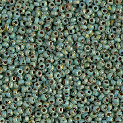 R11-4514 Rocailles 11/0 Picasso Opaque Seafom Green (x10gr)   