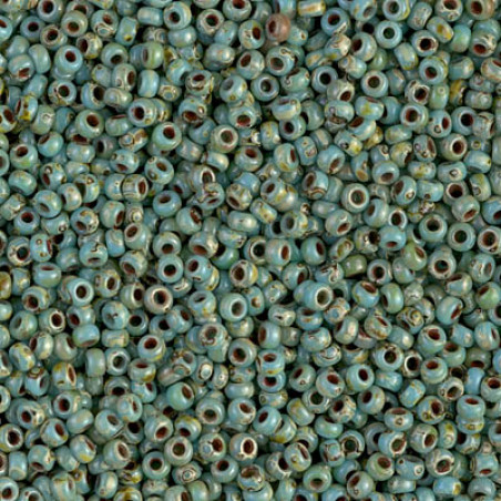 R11-4514 Rocailles 11/0 Picasso Opaque Seafom Green (x10gr)   
