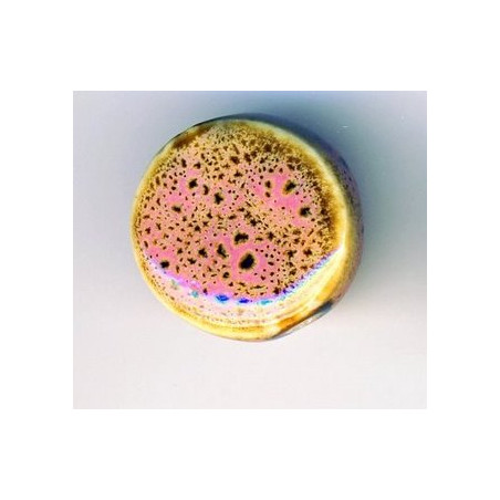 Céramique rond plat Rose 20X10mm(x1)