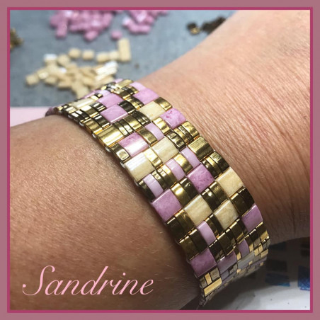 Grille Bracelet Géometrical Beige Bronze et Rose 16cm (X1) 