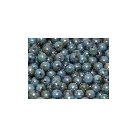 Ronde en Verre de Boheme 3mm Chalkwhite Dk Blue Luster (x50)