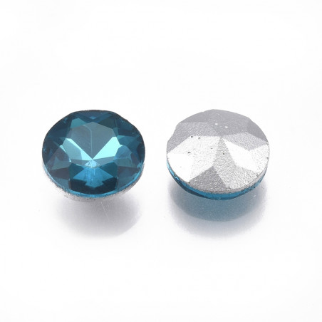 Cabochon rond en verre 14mm Indicolite (X1)