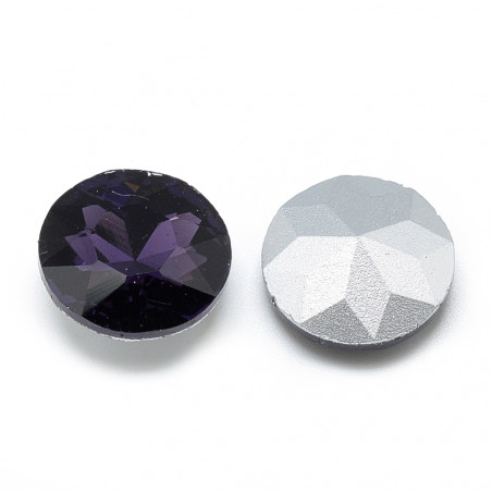 Cabochon rond en verre 14mm Amethyst (X1) 