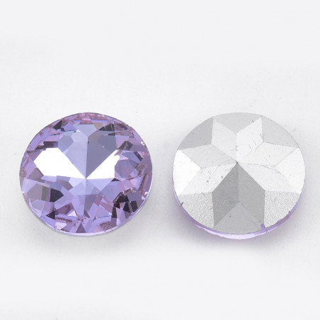 Cabochon rond en verre 14mm Violet (X1)  