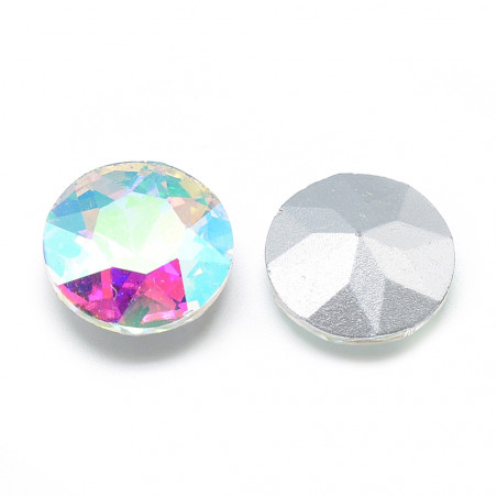 Cabochon rond en verre 14mm Crystal Ab (X1)   