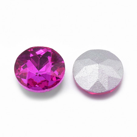 Cabochon rond en verre 14mm Fuchsia (X1)   