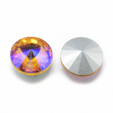 Cabochon rond en verre 12mm Topaz Iris (1)