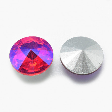 Cabochon rond en verre 12mm Fuchsia Iris (1) 