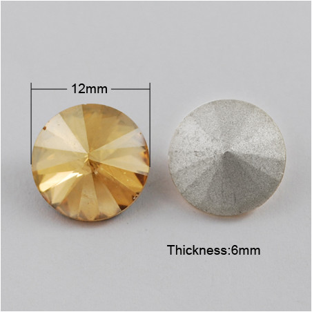Cabochon rond en verre 12mm Golden Shadow (1) 