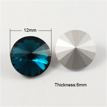 Cabochon rond en verre 12mm Bleu Prussian (1) 