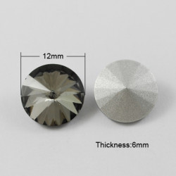 Cabochon rond en verre 12mm Black Diamant (1) 