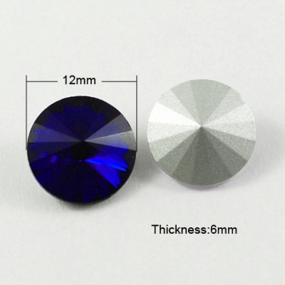 Cabochon rond en verre 12mm Dark Blue (1)  