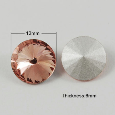 Cabochon rond en verre 12mm Vieux Rose (1)  