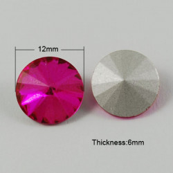 Cabochon rond en verre 12mm Fuchsia (1)  